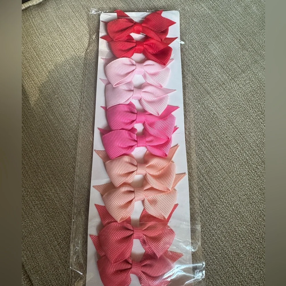 10 Colorful Bow Hair Clips Set for Kids , great gift